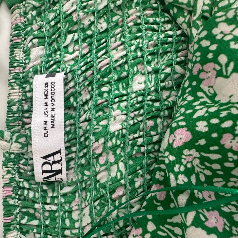 Zara Green Floral Midi Dress w/ High Slit - M - Picture 7 of 9
